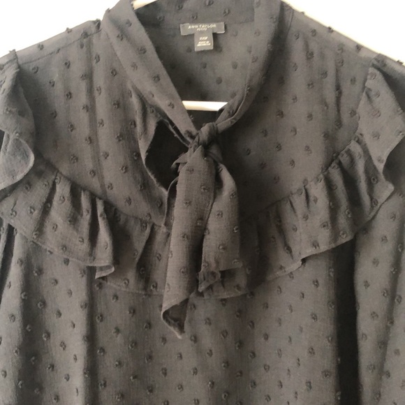 Ann Taylor dotted ruffle tie neck top - Picture 3 of 9